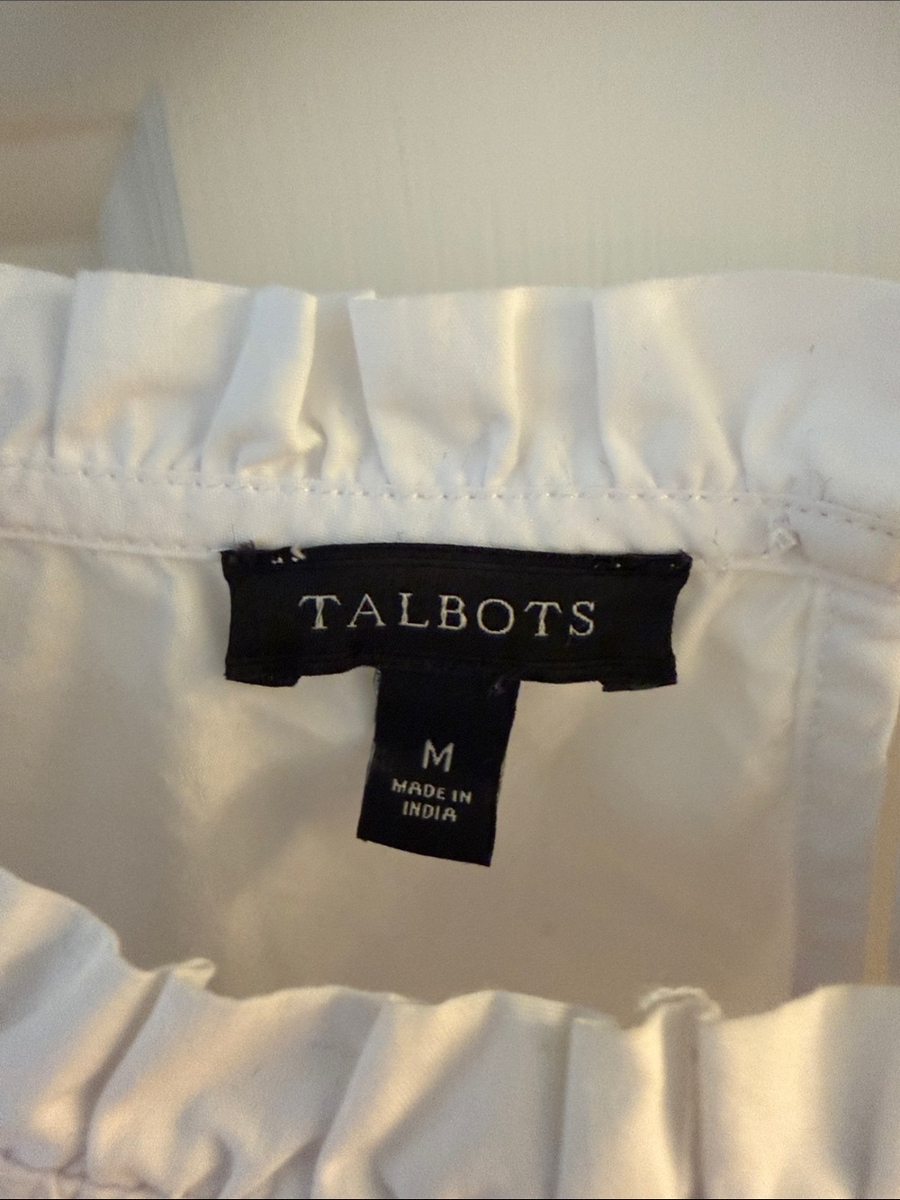 Talbots White Embroidered Ruffle-Neck Blouse - Picture 2 of 3